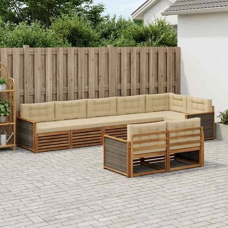vidaXL Outdoor-Sofagarnitur mit Kissen 8 pcs Natur und Beige (1/5)