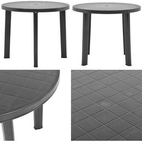 Table de jardin Anthracite 89 cm Plastique - Table De Jardin - Table Extérieure - Mobilier De Jardin - Table En Plastique - Table Résistante Aux Intempéries - Home & Living (1/5)