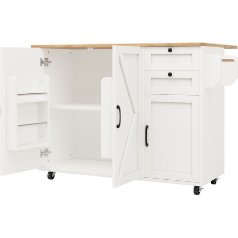 Isola da cucina bianca in MDF con contenitore e piano pieghevole MODENUIT (1/5)