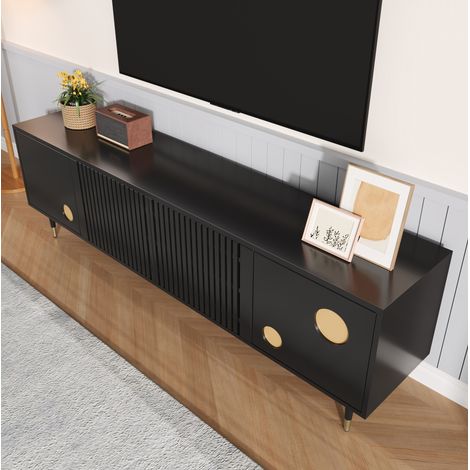 Mueble TV de salón con puertas de rejilla y doradas OKMYHOME (1/5)