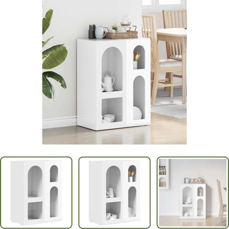 vidaXL Rangement salle à manger - Buffet Blanc brillant 59 x 35 x 80,5 cm Bois d'ingénierie (1/5)