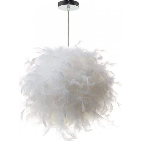 Suspension plume luminaire blanc moderne lustre abat-jour 30cm pour salons chambres d'enfants ampoule non incluse (1/5)