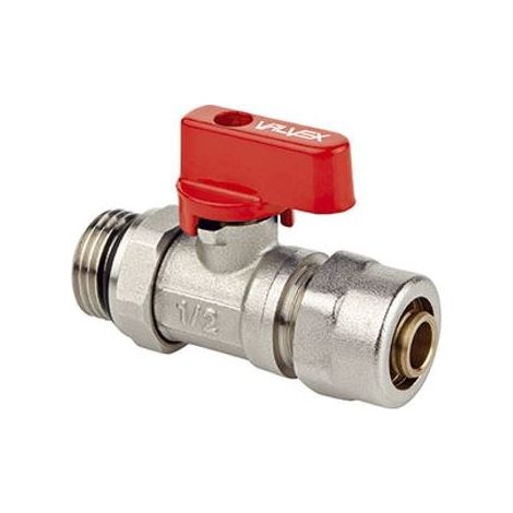 Válvula Mini plus con sistema de sellado y conector PEX/AL G1/2 x 16, roja