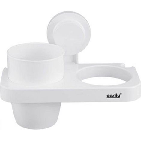 Trade Shop - Phon Phone Con Cepillo De Vidrio Blanco Hacia Accesorios De Baño 59547 - (1/2)