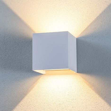 [NEUWERTIG] B-Ware Lindby LED-Außenwandleuchte Nivar eckig weiß Metall IP54 5,4 W 360 lm (1/2)
