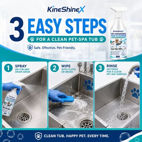 KineShineX Haustierpflege-Badereiniger 120ml (für Haustierbadewannen, Waschbecken, Abflüsse, Arbeitsflächen und zur Reinigung von Tierhaaren) (1/4)