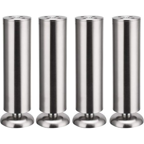 4 Stück Möbelfüße Edelstahl Füße Höhenverstellbar Bettbeine SofaFüße mit Gummimatte und Schrauben - 25cm (1/5)