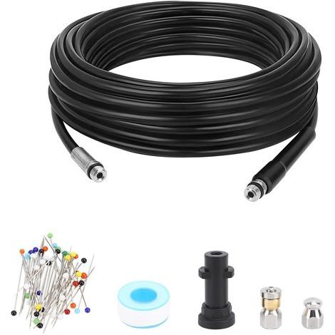 15-meter drain jetting kit, high-pressure hose for Karhcer K-series pressure washers, drain jetting cleaning hose for unclogging toilets, kitchens, and drains. (1/5)