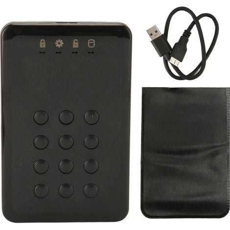 Boîtier externe pour disque dur 2.5 pouces USB 3.0 SATA, accès par mot de passe, cryptage matériel, portable (1/5)