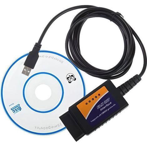 Outil de diagnostic OBD2 - GÉNÉRIQUE - ELM327 V1.5 - USB - Compatible tous véhicules - Noir (1/3)