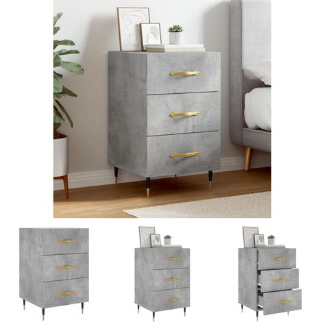Stauraum - vidaXL Nachttisch Betongrau 40x40x66 cm Holzwerkstoff - Schubladen (1/5)