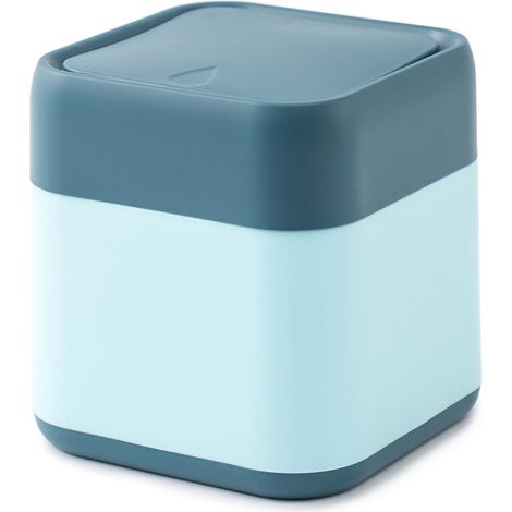 Poubelle de bureau Mini poubelle plastique résistante couvercle amovible bleu foncé et bleu clair pour voiture et maison (1/5)