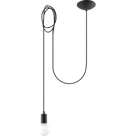 Lámparas colgantes Edison negro tela/acero 1xE27 300cm Sollux (1/5)