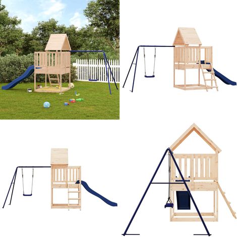 Spielturm Massivholz Kiefer - Holzspielplatz - Spielturm - Kiefernholzturm - Kinderschwingset - Freiluftsspielgerät - Home & Living