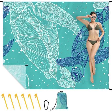 Tapis de plage 140x200 cm, imperméable, anti-sable, idéal pour pique-nique, camping et randonnée. (1/5)