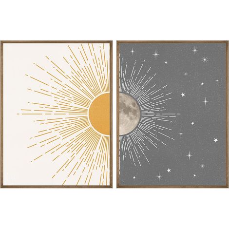 Decorazione murale boho con sole e luna, poster celestiali, stampe moderne di metà secolo per l'arte murale, decorazioni murali per la camera da letto