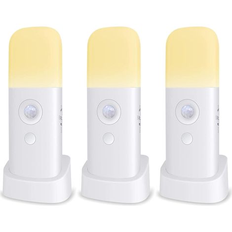 Veilleuse Enfant, Lampe Détecteur de Mouvement, Luminosité Ajustable,Portable, Rechargeable, pour chambre à coucher, chambre d'enfant, et salon (3-PACK) (1/5)