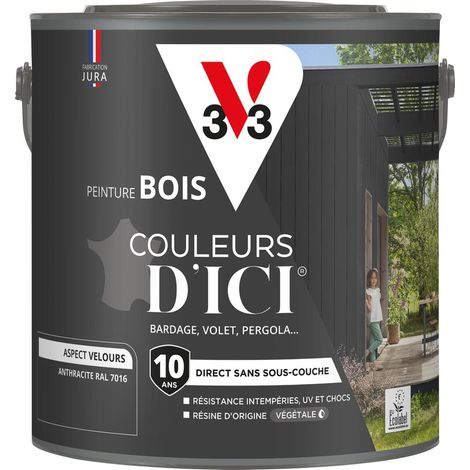 Peinture bois extérieur Couleurs d'Ici® V33 Anthracite Velours 2L (1/5)