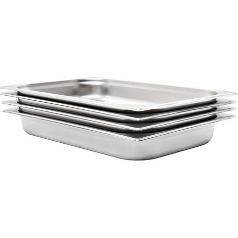 vidaXL Bandejas Gastronorm 4 unidades GN 1/1 65 mm acero inoxidable (1/4)