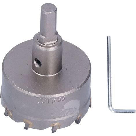 Scie cloche en acier rapide, trois lames, conception d'angle d'inclinaison, coupe Durable pour le métal avec clé hexagonale 55mm (1/5)