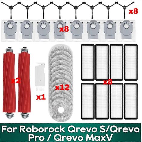 Para las aspiradoras robot Qrevo S, Qrevo Pro, Qrevo MaxV, Qrevo Plus: Cepillo lateral principal, filtro y mopa (（）)