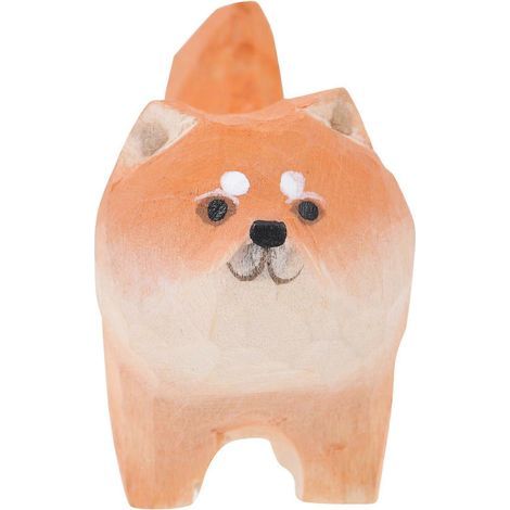 Adorable figurine de chiot Shiba Inu sculptée en bois, décoration pour la maison-4.5x2CM (1/4)