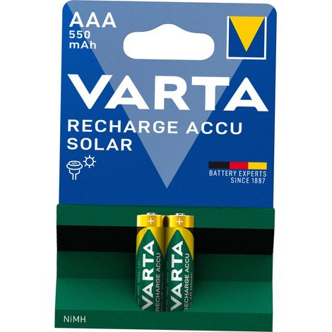 Batería recargable Varta solar AAA de 550 mAh para lámpara solar (2 unidades) (1/2)