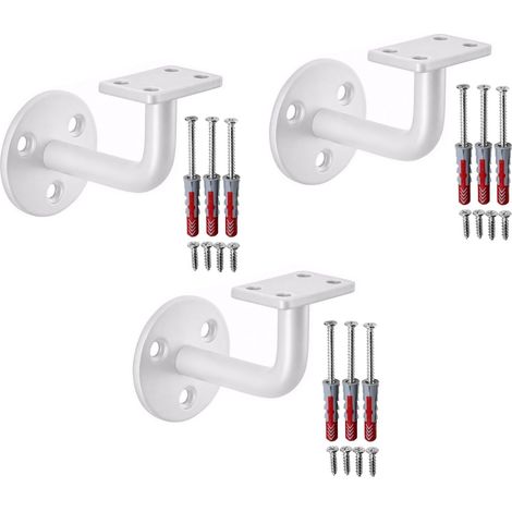 SOTECH Handlaufhalter CURVE 90° Stahl weiß pulverbeschichtet 55 x 70 x 80 mm Geländerhalter rund Halter für Treppengeländer, 3er Set (1/5)