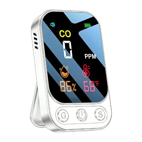 Détecteur de monoxyde de carbone portable 3 en 1 pour la maison et les voyages, autonomie de 120 heures en veille, détecteur de CO rechargeable, alarme sonore et visuelle pour camping (1/5)