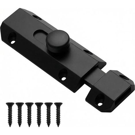 Cerradura para puerta corredera, 7,6 cm, Cerradura corredera, Cerrojo con tornillo, Fácil instalación, Resistente y duradera, Negra (1/5)