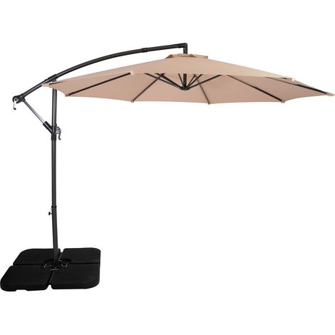 Ausleger-Sonnenschirm 3m Beige Hängend Quadratischer