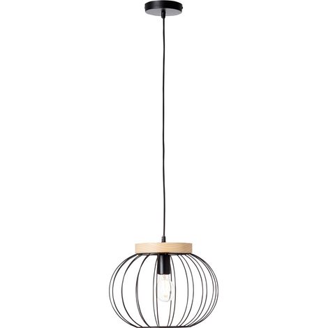 BRILLIANT Sorana Pendelleuchte 1flg schwarz/holzfarbend Innenleuchten,Pendelleuchten 1x A60, E27, 40W, geeignet für Normallampen (nicht enthalten) Holz aus nachhaltiger Forstwirtschaft (FSC) (1/4)