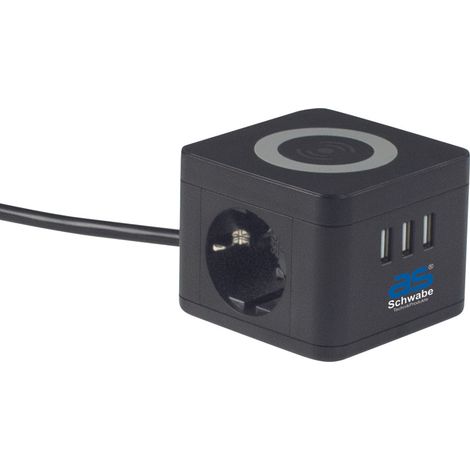 2-fach Steckdosentower 1,5m 230V Induktionsladefläche USB IP20