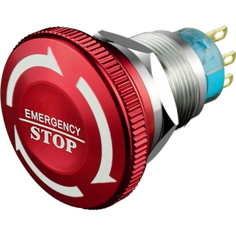 Self-locking emergency stop button, 22mm waterproof, independently operated, red. (1/4)