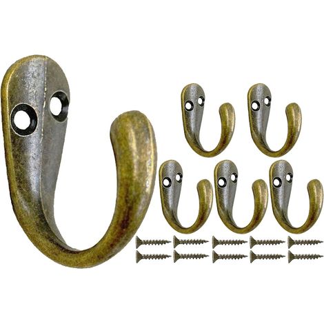 Schwarzer Kleiderhaken, 6 Wandhaken, Retro-Schwermetall-Einzelwandhaken für Haustür, Eingang, Küche, Schlafzimmer, Badezimmer, Garage – Bronze (1/5)
