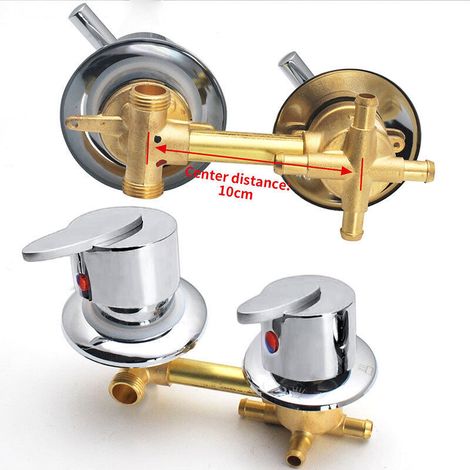 Accessoires pour Mitigeur Cabine De Douche,4 Voies Sortie D'eau intubation,Entraxe 10Cm Mitigeur Laiton Salle De Bain Douche Robinet Cabine (1/3)