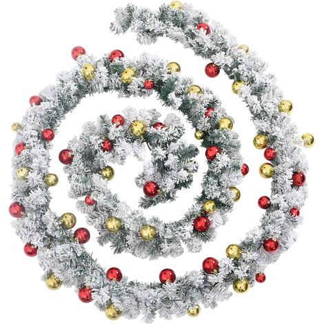 Guirlande de Noël avec boules et lumières LED vert 20 m PVC (1/5)