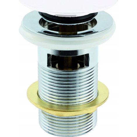 TAPPO DI SCARICO PER LAVABO CLICK-CLACK BIANCO CON TROPPOPIENO DA 1 1/4 (1/2)