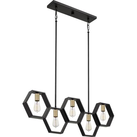 Elstead Quoizel Bismarck Bar Suspension Plafonnier Terre Noir (1/5)