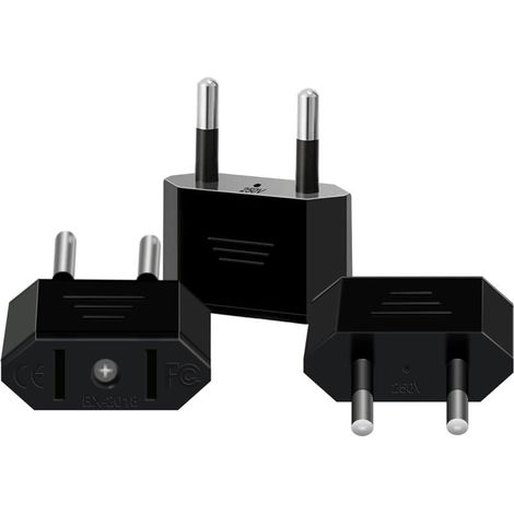 【3 Stück】 USA-Stecker auf Frankreich-Adapter, USA-Frankreich-Stecker-Adapter, USA-Stecker auf 2-poliges Euro-Frankreich, Deutschland, Spanien, USA-auf-Frankreich-Adapter für Geräte mit US-Stromversorg
