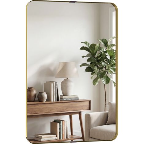 HOMCOM Rectangular Wall Mirror, 90 x 60 cm Wall Mounted Bathroom Mirror (1/5)