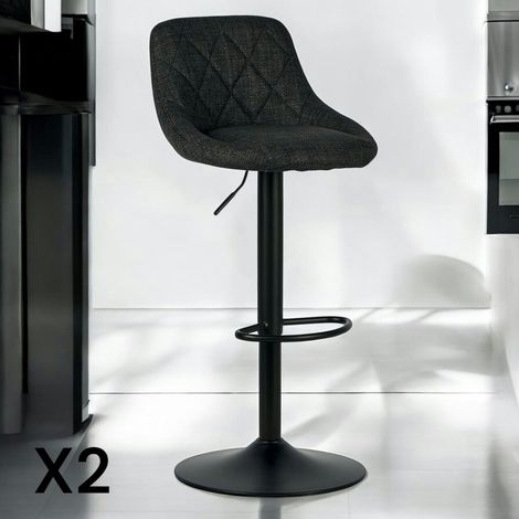 Chaise de bar hauteur réglable tissu noir (lot de 2) MALMOE (1/4)