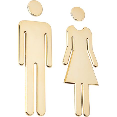 Panneau de porte de toilettes autocollant (doré) pour dames et messieurs, panneaux de porte de salle de bain pour maison, hôtel, bureau, magasin, parking, restaurant