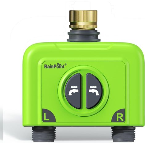 Programmateur Arrosage WiFi 2 Voies avec Entrée en Laiton Minuteur Arrosage Automatique, Passerelle D'antenne RF 150m, Smart Commande APP/vocale Basé Météo, 2x6 Programmations, pour Jardin,2-Zone-Time (1/5)