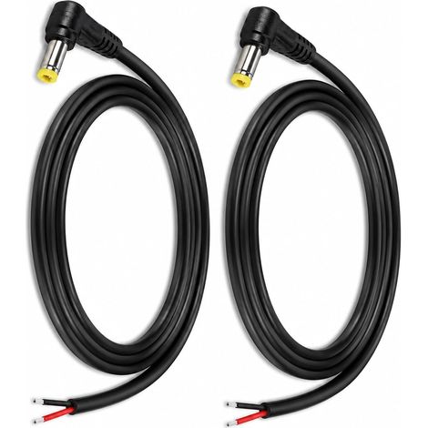 Câbles DC 5.5 x 2.1 mm Mâle vers Fil Nu 1 mètre 18AWG, Câble DC 5.5mm 2.1mm cuivre avec fiche DC 5.5 x 2.1, Adaptateur Prise CC 5.5x2.1 pour LED CCTV DVR Alimentation Réparation DIY (1/5)