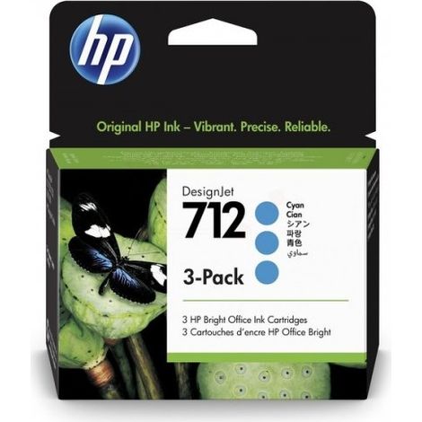Confezione tripla di inchiostro ciano HP n. 712 (3ED77A)