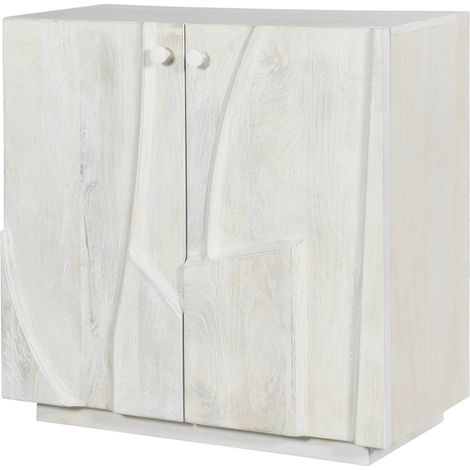 Buffet dappoint en bois de manguier finition naturelle sculptée - Bois clair finition naturelle blanchie (1/3)