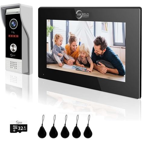 Interphone vidéo (filaire), sonnette vidéo 1080p avec écran tactile 7", prise en charge de la détection de mouvement, plusieurs méthodes de déverrouillage (1/5)