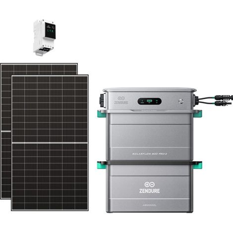 Zendure SolarFlow 800 Pro 2 - Stockage énergétique solaire domestique 800W, gestion intelligente, IP65, avec Compteur intelligent 3CT, AB2000L, avec 500Wx2 Panneau Bifacial