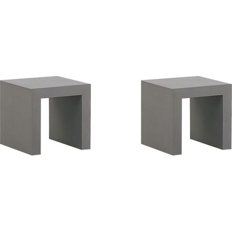 Conjunto de 2 taburetes de jardín de cemento reforzado gris estilo moderno industrial Taranto (1/5)